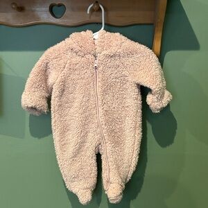GAP Plush Hooded Baby One-Piece - Light Pink